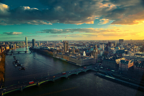 aerial view of London city skyline