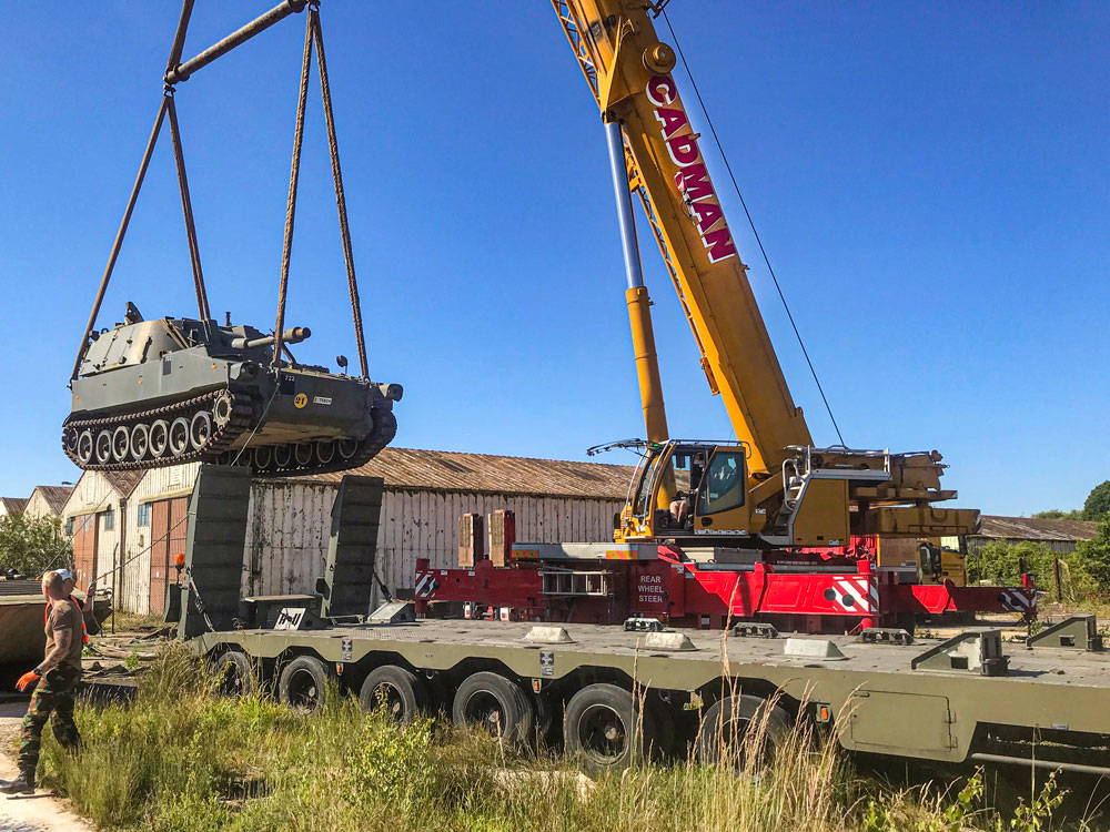 Cadman Cranes lift Belgium Armed Forces Tank