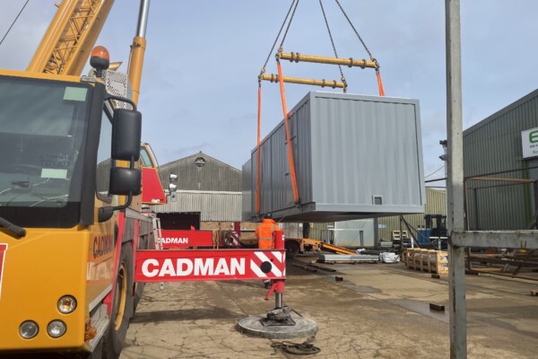 Crane lifting acoustic container