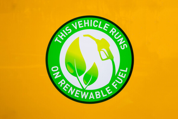 renewable fuel sticker on side of crane