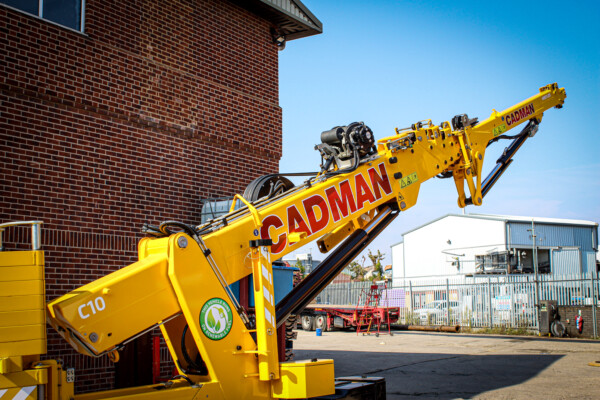 close up of spider crane boom