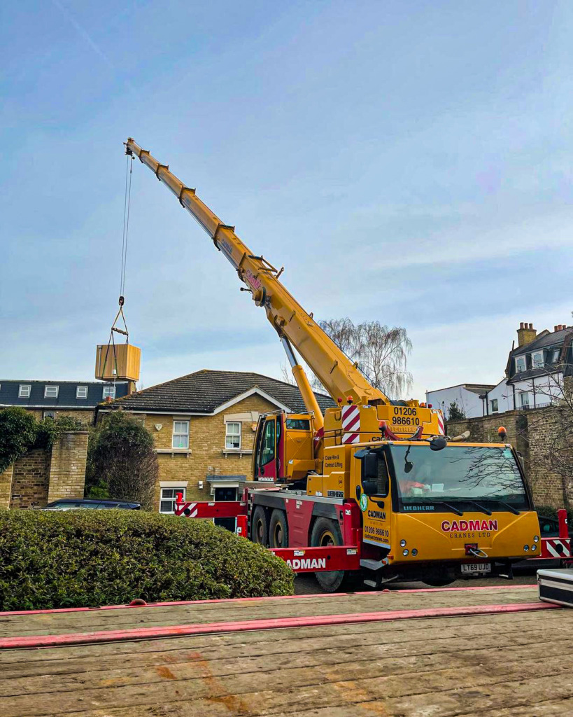 Cadman Cranes mobile crane lifts eco friendly garden room